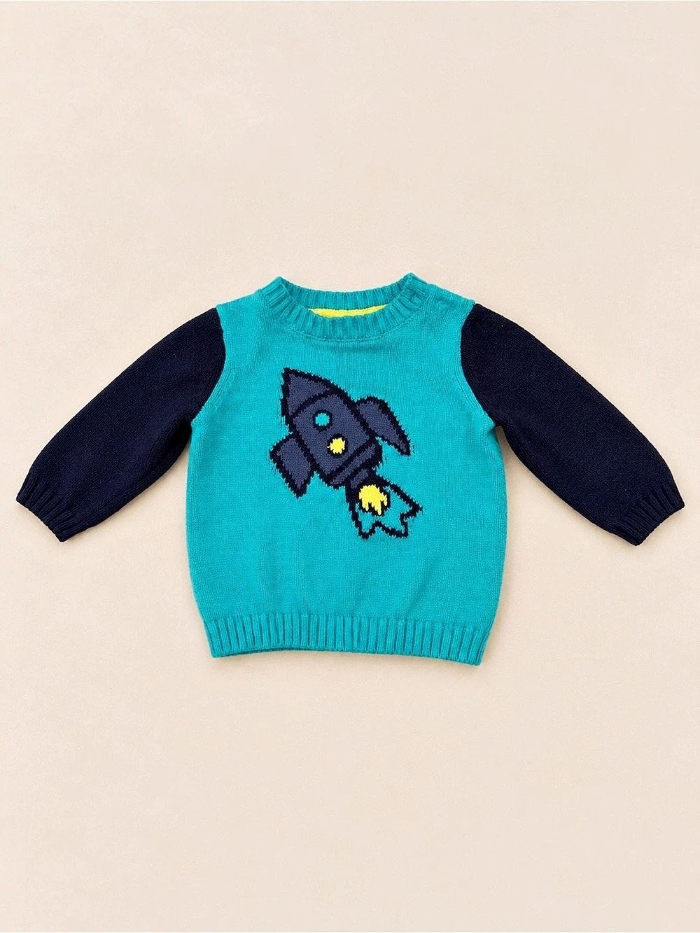 Gymboree Baby Rocket Knit Sweater Turquoise Navy 0-3 Months